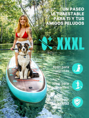 Niphean (Extra Grande) Tabla de Paddle Surf Hinchable para 2+1 Personas/Familia, Paddle Surf con Aleta Equilibrada (Apto para Principiantes), Funda Impermeable, Tabla SUP para Adultos, Regalo
