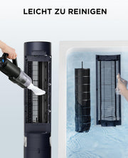 Enfriador de aire Midea Sensicool con refrigeración por agua de 7L | Aire acondicionado portátil sin tubo de escape | Ventilador con refrigeración por agua | Enfriador evaporativo de 2000 m³/h, 6 velocidades, pantalla táctil (azul)