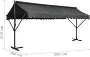 Toldo de doble pendiente Festnight 5 x 3 m, toldo retráctil para terraza, inclinación ajustable para balcones, terraza y jardín, antracita, 5 x 3 m