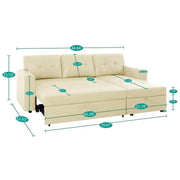Sofá seccional reversible convertible con cama extraíble, chaise longue con almacenamiento oculto y patas duraderas