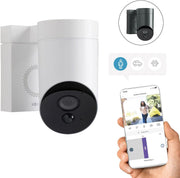 Somfy 1875325 - Cámara exterior 2 blanca, cámaras con detección de movimiento inteligente, sirena integrada de 110 dB, conexión posible a una luminaria existente, imágenes Full HD 1080p