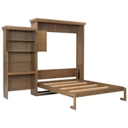 Cama Murphy tamaño queen Whisen Wood con múltiples estantes de almacenamiento y decoración estilo persiana