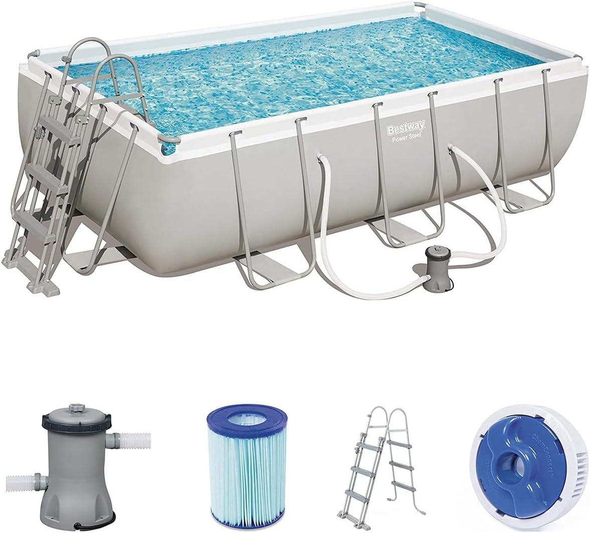 Piscinas rectangulares Bestway Power Steel, gris