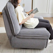 Sillón reclinable giratorio de pana con deslizamiento, reposapiés para sala de estar