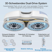 Robot limpiacristales HUTT S7 con función de pulverización activa, potencia de succión de 6500 Pa, almohadilla flotante 3D, limpiador de ventanas eléctrico automático con depósito de 80 ml, protección múltiple, 8 paños de limpieza, maletín de transporte