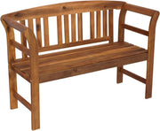 Banco de jardín rústico DEGAMO Rosario de madera de acacia aceitada, 2 plazas 120 cm, certificado FSC®