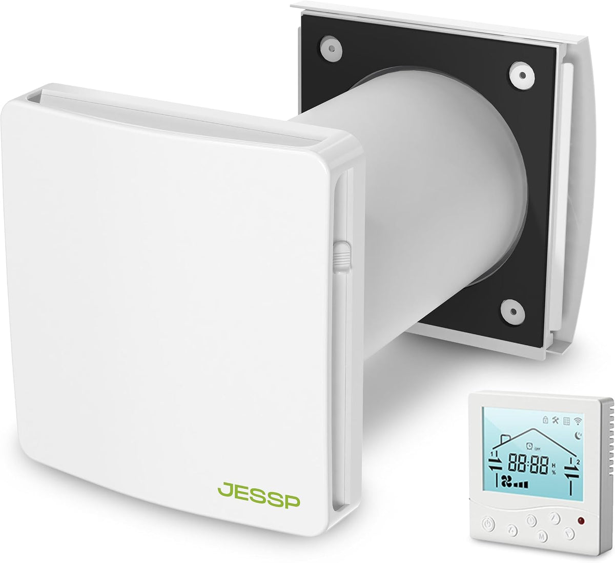 Ventilación residencial Eco Smart DZ Easy+ incl. controlador – 97% de recuperación de calor, control de humedad, Wi-Fi, filtro F7, Ø160mm, extremadamente silencioso, clase energética A, 5 años de garantía