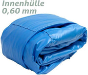 Piscina de pared de acero ovalada 4,50 x 2,50 x 1,20 m - revestimiento azul de 0,60 mm - pared de acero galvanizado en caliente de 0,60 mm - pasamanos de plástico - abertura para skimmer - fabricada en Alemania