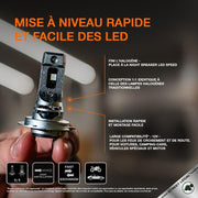 OSRAM NIGHT BREAKER LED SPEED H7 450, luces de carretera y de cruce LED homologadas para uso en carretera, hasta un 450% más de brillo, 6000 K, no requiere accesorios mecánicos, LEDEC02 integrado