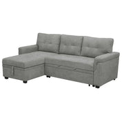 Sofá seccional reversible convertible con cama extraíble, chaise longue con almacenamiento oculto y patas duraderas