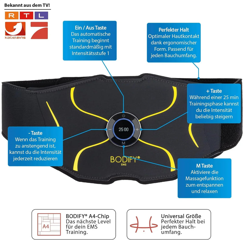 Entrenador abdominal EMS Max, estimulador muscular con controlador, cable de carga y banda extensible para el entrenamiento de los músculos abdominales