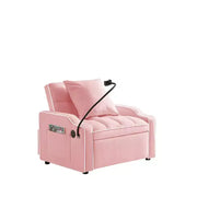 Sillón sofá convertible 3 en 1, sofá cama individual con respaldo ajustable, soporte para teléfono, USB y tipo C - ModernLuxe