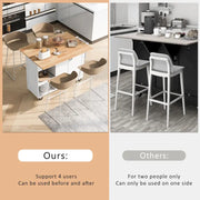 Isla de cocina con encimera plegable, carrito de almacenamiento para cocina con estante extraíble, toallero y cajón, ruedas giratorias