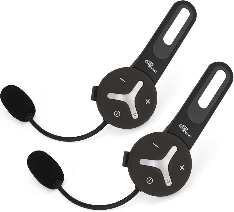 @tec BuddyChat Duo, Intercom para auriculares, set de 2, sistema de intercomunicación Bluetooth 3.0, alcance de hasta 1 km, cancelación de ruido DSP, resistente al agua y al polvo