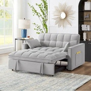 Sofá Cama Biplaza 4 en 1 con Apoyabrazos y Bolsillos de Almacenamiento, Sofá Cama Extraíble Tapizado Multifunción con Respaldo Ajustable