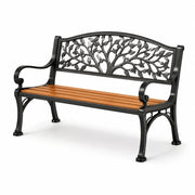 Banco de jardín de hierro y madera 125x60x80cm negro/marrón