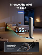 Ventilador de torre inteligente Dreo 25 dB más silencioso con control por voz, ventilador WiFi para Alexa, control por APP, ventilador de pie oscilante de 120°, 12 velocidades, 4 modos, temporizador de 12 horas, Pilot Max S