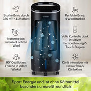 Enfriador de aire Klarstein con refrigeración por agua, enfriador evaporativo 4 en 1 silencioso, humidificador, ventilador y modo nocturno, aire acondicionado portátil de 7 L, enfriador de aire de 65 W, flujo de aire refrigerante de 330 m³/h