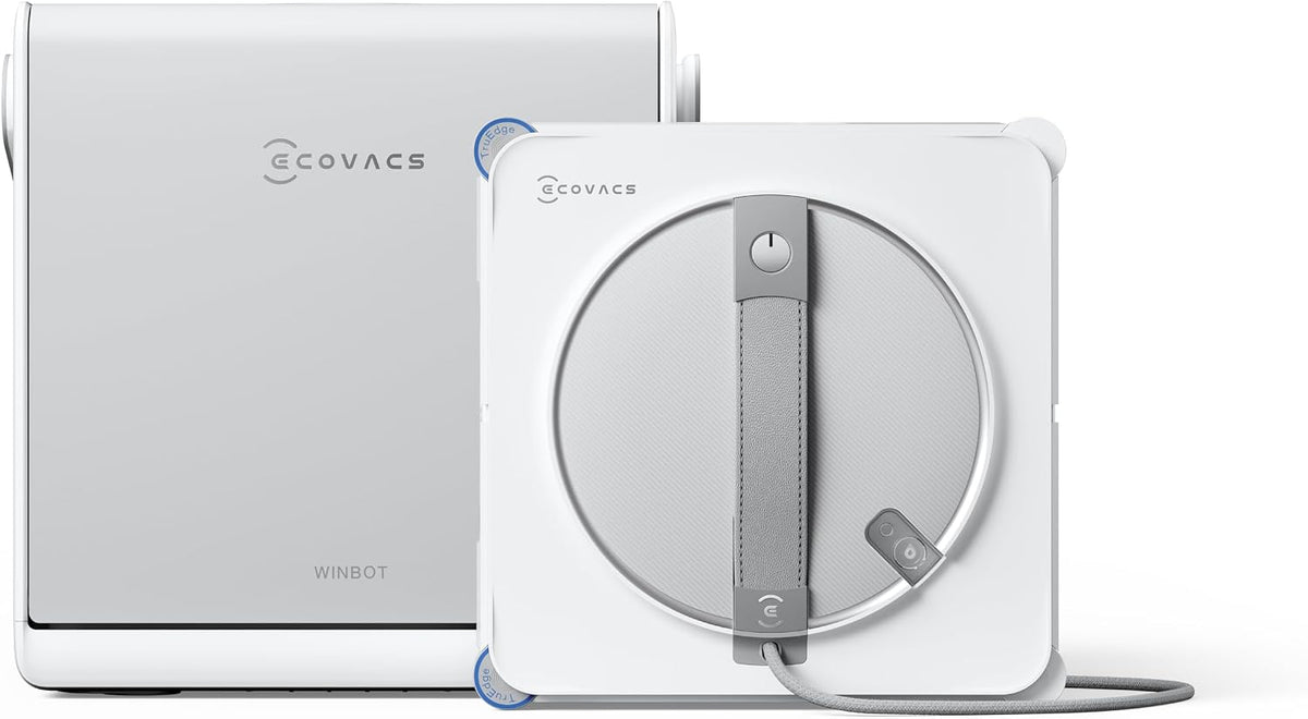 Robot limpiacristales ECOVACS WINBOT W2S Omni con estación multifunción, limpieza inteligente hasta los bordes con TruEdge™, carga durante el funcionamiento, TRES boquillas de agua, protección de 12 niveles
