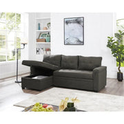 Sofá seccional reversible convertible con cama extraíble, chaise longue con almacenamiento oculto y patas duraderas