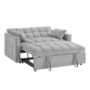 Sofá Cama Biplaza 4 en 1 con Apoyabrazos y Bolsillos de Almacenamiento, Sofá Cama Extraíble Tapizado Multifunción con Respaldo Ajustable