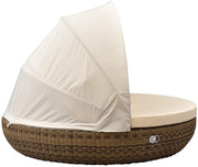 Isla de descanso Strandkorbwerk Pacific Cubu Cream Grey - Mecanismo giratorio de 360° - Salón de jardín - Muebles de jardín - Tumbona - Isla solar