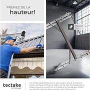 tectake® Escalera multifunción 3 en 1, andamio rodante de acero, plataforma de trabajo antideslizante, escalera telescópica, escalera plegable, escalera de mano, bricolaje, pintura, techado