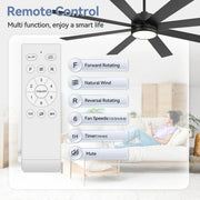 Ventilador de techo negro de 65 pulgadas y 8 aspas con luz y control remoto