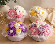 Ramo de flores de cera de soja perfumadas en maceta decorativa, hecho a mano, reutilizable