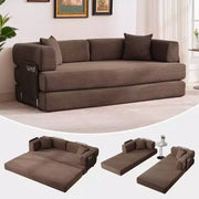 Sofá cama convertible 5 en 1: diván de suelo de pana de 78.8" con brazos, respaldo y cojines ajustables