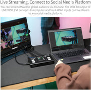 FEELWORLD LIVEPRO L1 V1 Mezclador de video multicámara, conmutador de mezcla de video con pantalla LCD de 2 pulgadas, 4 entradas HDMI, salida USB 3.0, producción en tiempo real, transmisión en vivo, ligero