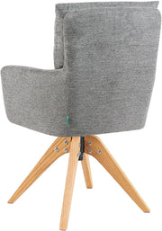 Juego de 2 sillas de comedor DUBI Möbel, giratorias 360° con núcleo de muelles ensacados, gran comodidad de asiento, capacidad de carga hasta 150 kg, tela resistente a la abrasión gris, estructura de madera maciza de roble aceitada (natural), Mika-Juna