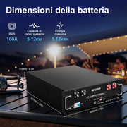 Batería de litio MFUZOP 48V 100Ah LiFePO4 5,12 kWh, batería para rack de servidor con BMS de 100A integrado, Bluetooth y aplicación, más de 15 000 ciclos, para energía solar, sistema aislado (off-grid), autocaravana (48V 100Ah (1 unidad))