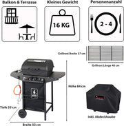 ACTIVA Halifax Lavastein - Parrilla de gas con piedras de lava y funda protectora | Quemador principal de 5,5 kW de regulación continua para una barbacoa perfecta