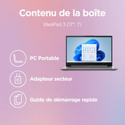 Lenovo IdeaPad 3 17ABA7 - Portátil 17.3'' HD+ (AMD Ryzen 7 5825U, RAM 8GB, SSD 512GB, Gráficos AMD Radeon, Windows 11 Home) Teclado AZERTY Francés - Gris
