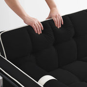 Sofá cama de 2 plazas de terciopelo de 55" con cama extraíble, respaldo ajustable, bolsillos laterales y soporte para teléfono