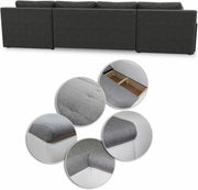 Sofnet conjunto de sofá en forma de U Faris con función de dormir - sofá, sofá cama con arcón, conjunto de sofá con función cama, sofá grande, sofá cama (negro + grafito (Madryt 1100 + Inari 94))