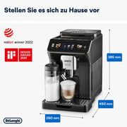 De’Longhi Eletta Explore - Cafetera superautomática Perfetto con espumador de leche LatteCrema, 40 bebidas con solo pulsar un botón, pantalla táctil a color, gris oscuro (ECAM452.57.G)