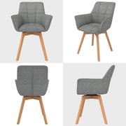 WAFTING Juego de 6 sillas de comedor giratorias, silla giratoria de 360° con reposabrazos y patas de madera, silla tapizada de terciopelo para comedor, sala de estar, cocina, dormitorio, gris oscuro