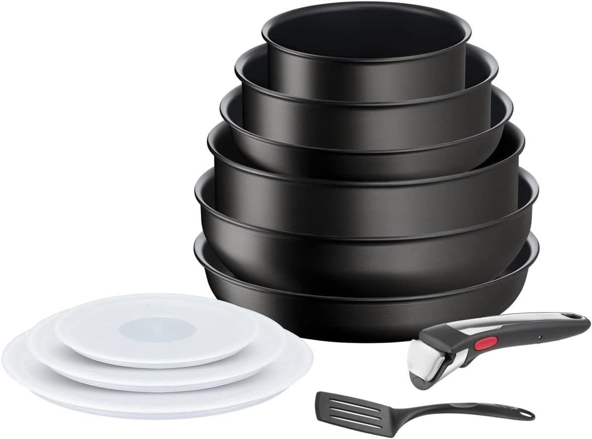Tefal Ingenio Batería de cocina de 8 piezas, sartenes, cacerolas, inducción, revestimiento antiadherente resistente, apilable, apto para lavavajillas, fabricado en Francia, Daily Chef On L7619202