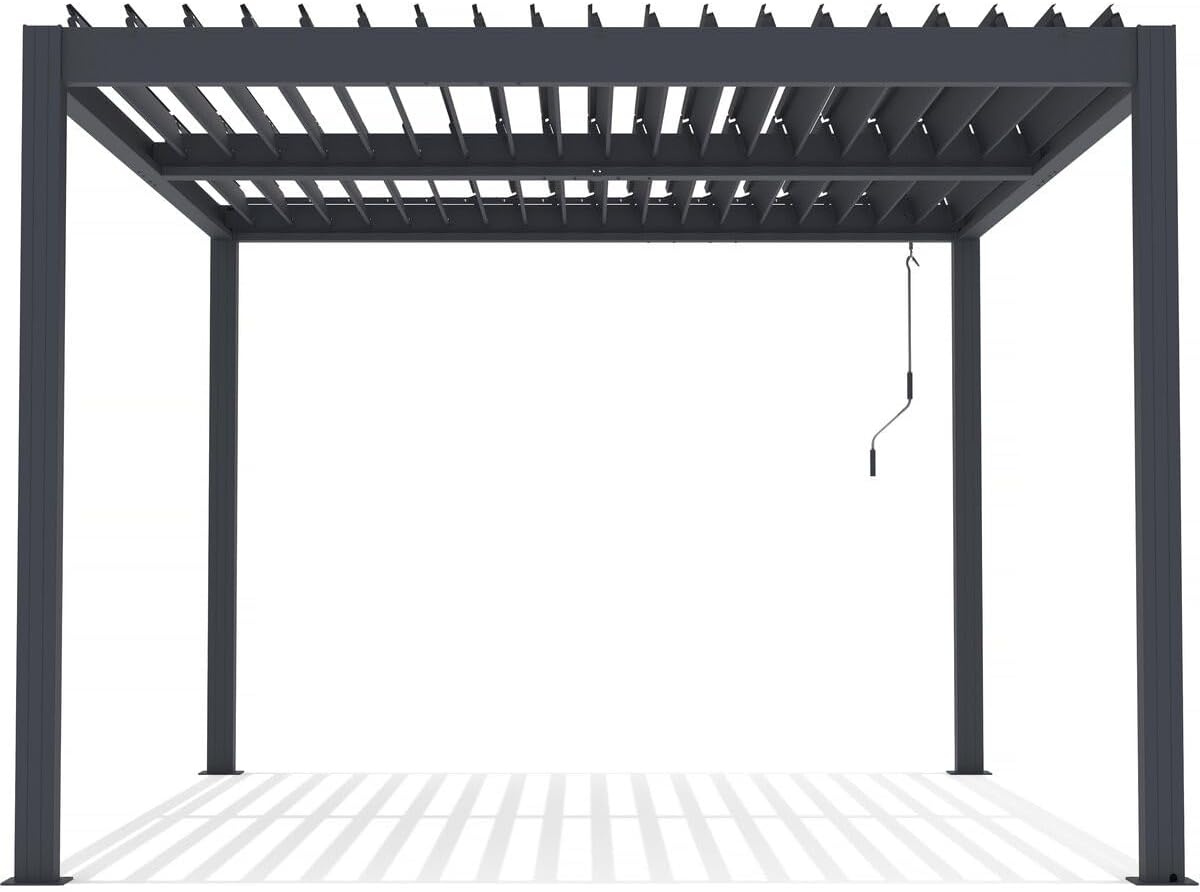 Pérgola bioclimática Windsor Premium de aluminio con LED 3 x 4 - Gris