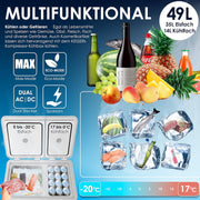 Nevera portátil con compresor KESSER 2 en 1 de doble zona, refrigeración y congelador eléctrico con 2 acumuladores de frío y panel táctil LED | Refrigerador con enfriamiento hasta -20 °C para camping, coche, camión 12/24V 230V