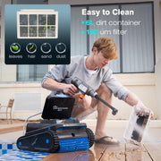EVERCROSS BOT U8 Robot limpiafondos para piscina, robot de piscina inalámbrico con limpieza de línea de flotación, 120 min de autonomía, navegación inteligente, estacionamiento automático, piscinas de 200㎡