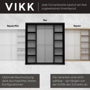 VIKK - Armario ropero con puertas correderas, Armario Mare - Salón, recibidor, dormitorio - Armario guardarropa con espejo - Sistema de puertas correderas, construcción robusta - Armario fabricado bajo pedido