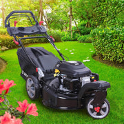 Cortacésped de gasolina BRAST® Trike con tracción | 5,2kW (7CV) | 53cm de ancho de corte | muchos modelos | TÜV | motor OHV de 4 tiempos | 30-80mm de altura de corte | 60L de saco de recogida | carcasa de acero | velocidad