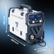 Soldadora MIG/MAG 200 ST con gas de protección, inversor IGBT, 200 A, alimentación de hilo sinérgica, FLUX, Lift TIG, MMA