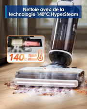 Limpiador de suelos inalámbrico a vapor Tineco Floor One S7 para suciedad pegajosa en suelos duros con pantalla, autolimpieza, limpieza de bordes y autopropulsión, perfecto para niños/mascotas