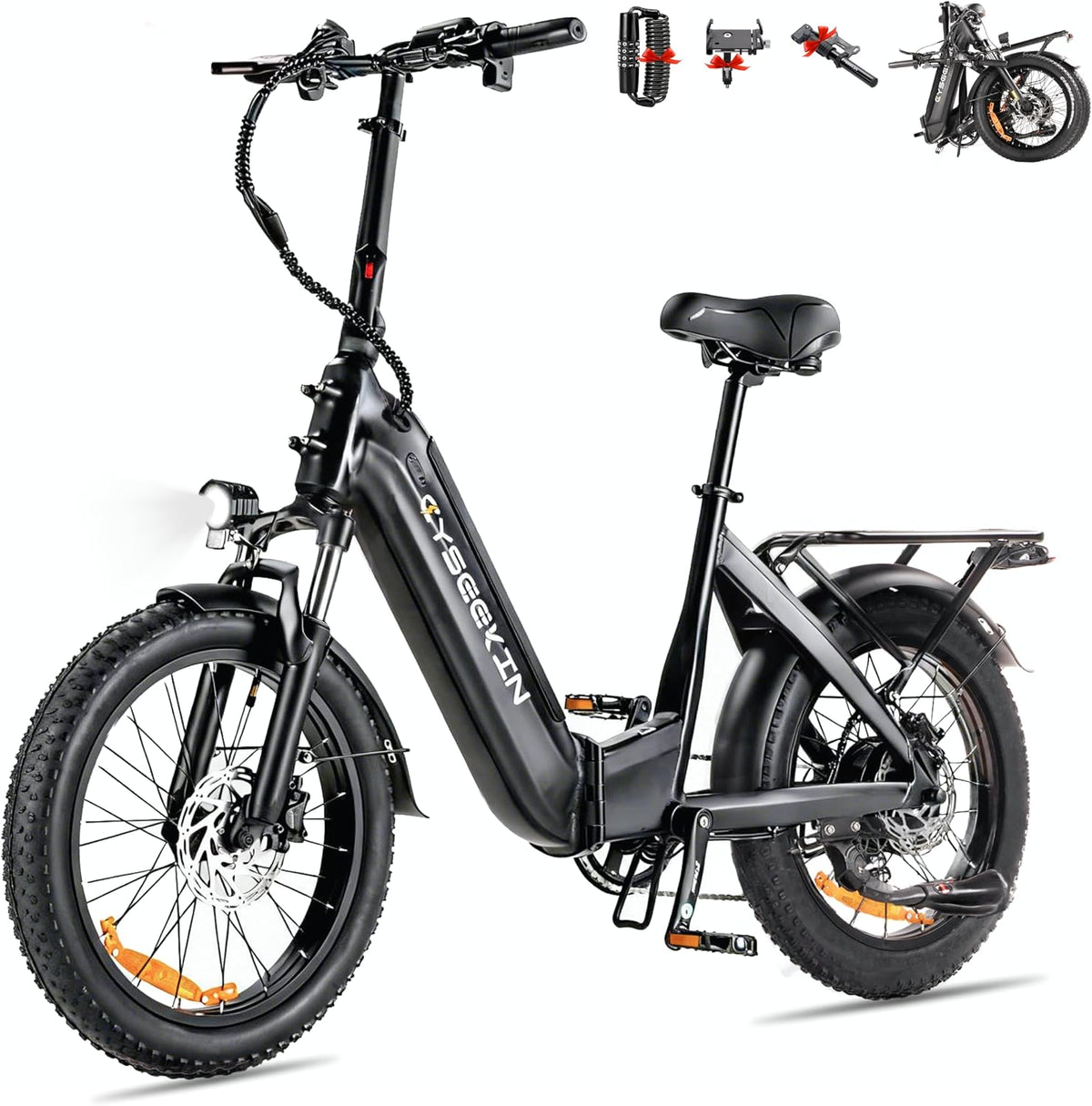Bicicleta eléctrica plegable C20, fatbike de 20x3.0 con frenos hidráulicos, batería de 48V 15.6Ah hasta 120km, motor de 250W 25km/h, bicicleta eléctrica con pantalla LCD a color y Shimano de 7 velocidades para hombre y mujer