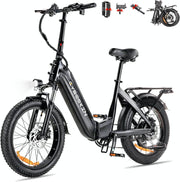 Bicicleta eléctrica plegable C20, fatbike de 20x3.0 con frenos hidráulicos, batería de 48V 15.6Ah hasta 120km, motor de 250W 25km/h, bicicleta eléctrica con pantalla LCD a color y Shimano de 7 velocidades para hombre y mujer