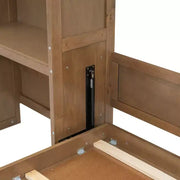 Cama Murphy tamaño queen Whisen Wood con múltiples estantes de almacenamiento y decoración estilo persiana